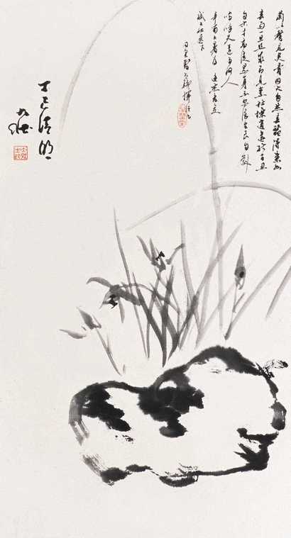 张大壮 兰石图 立轴